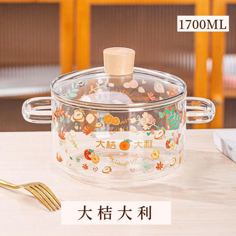 Borosilicate Glass Pot Pot with Two Handles Electric Ceramic Stove Open Fire Heating Glass Pot Soup 
