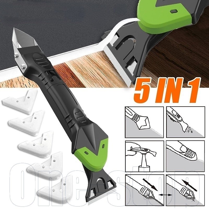 5 In 1 ที่ขูดซิลิโคน - ที่ขูดยาแนว - ฉาบกาว - เครื่องมือขจัดคราบเรียบ - เครื่องมือกําจัด Mould ชั้น - ไม้พายแก้วสองหัว - Beauty Crevice