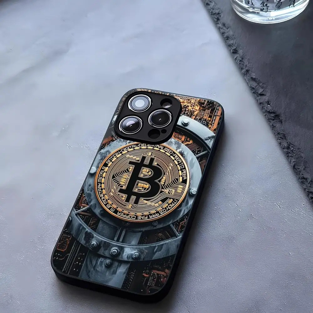 BK-2 Bitcoin Ethereum Art เคสโทรศัพท์กระจกนิรภัยสําหรับ IPhone 13 14 16 12 17,15 11 Pro XS Max Plus Mini X XR SE2020 Coque