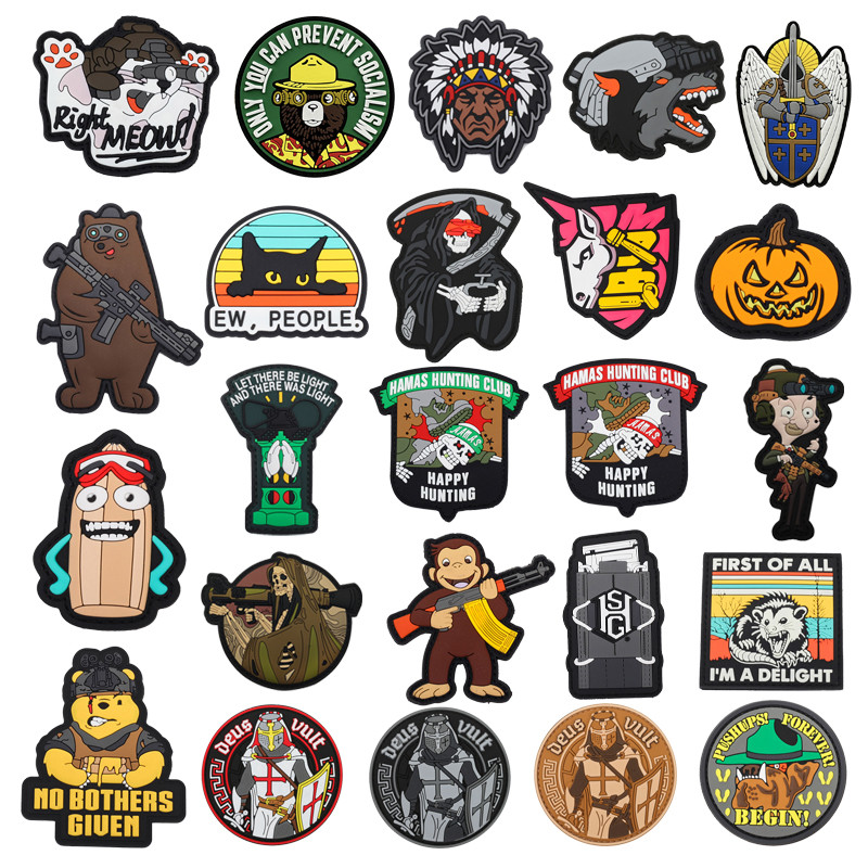 อุปกรณ์เสริมกระเป๋ากลางแจ้ง Velcro Mr. ถั่ว พีวีซี ป้าย ภาพ หมีสีน้ําตาล ปลอกแขน กระเป๋าเป้สะพายหลัง แพทช์หมวกกันน็อค