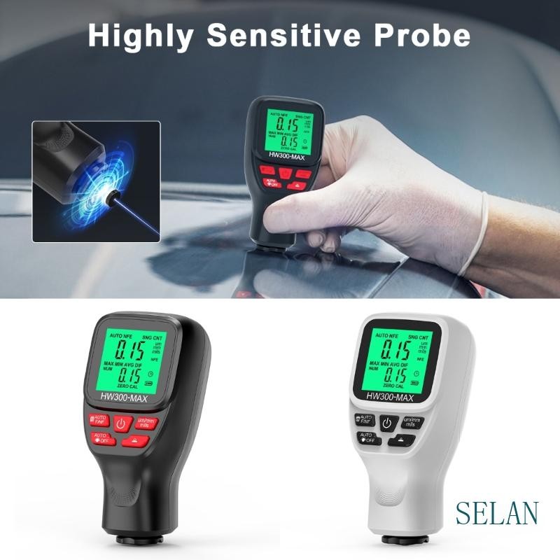 Sel เครื่องวัดความหนาของสี LCD เครื่องทดสอบเคลือบรถยนต์แบบดิจิตอล การสอบเทียบอัตโนมัติ HW300MAX