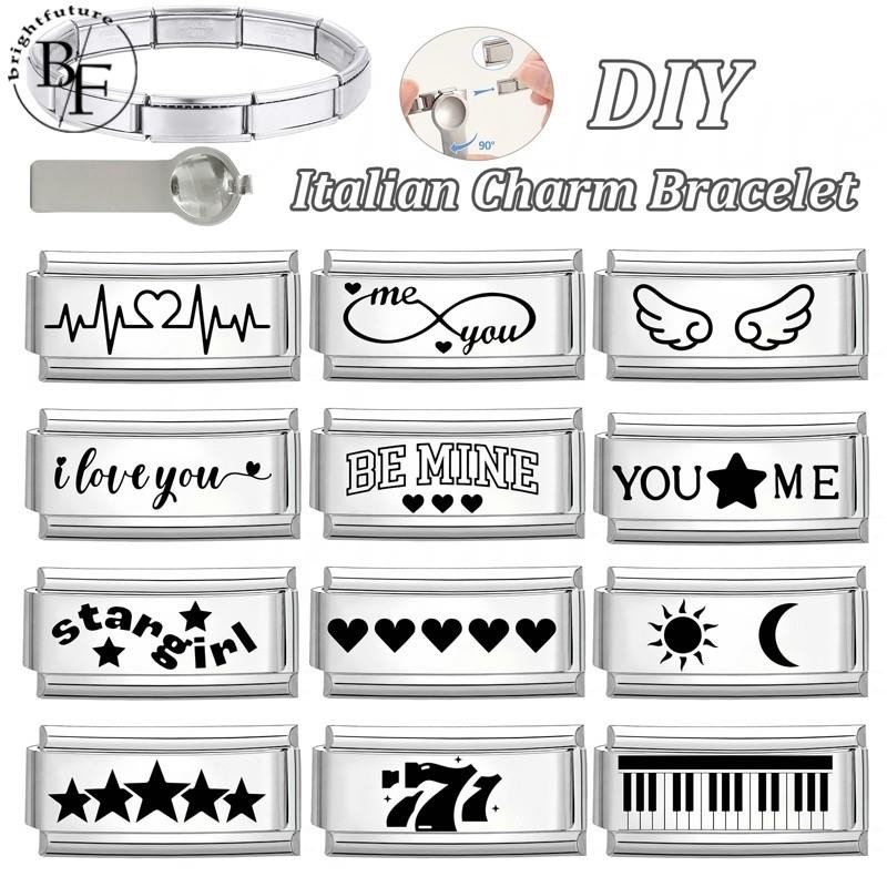 กุญแจเปียโน 777 สร้อยข้อมือเสน่ห์อิตาลีพอดี9มิลลิเมตรสร้อยข้อมือสแตนเลส ทําเอง เครื่องประดับทําอุปกร