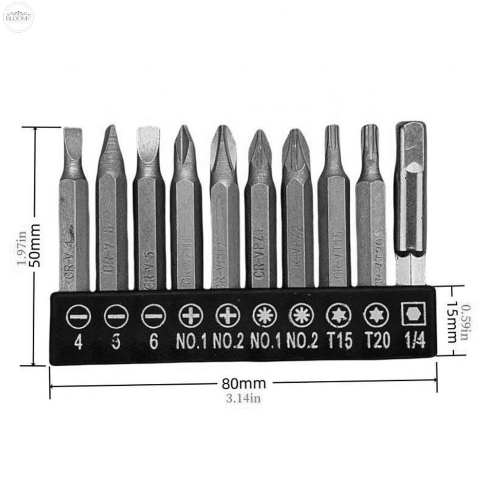 <BLOOMY>Screwdriver Bits Package of 10 Pcs Hex Style With Built In Storage Option❀
