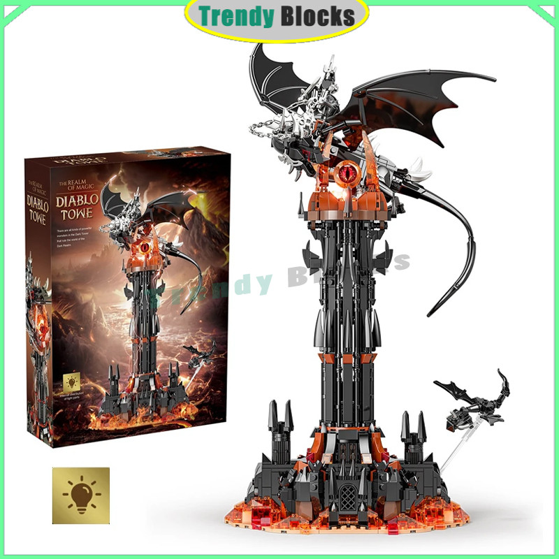 7043 Barad Dur Dragon Black Tower Building Blocks Lord of the Rings อิฐ LED ของเล่นของขวัญ