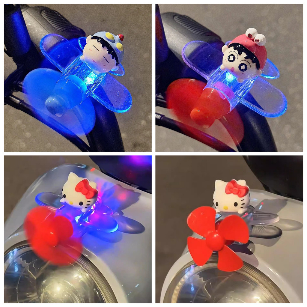 Crayon Shin-chan เรืองแสง Windmill การ์ตูนลมขับเคลื่อน Pinwheel Garnish รถสกู๊ตเตอร์ไฟฟ้าหมวกกันน็อคเครื่องประดับ