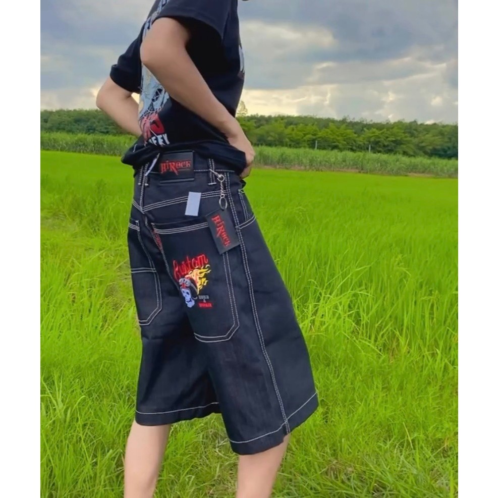MTE กางเกงยีนส์ผู้ชาย ขาสั้น ทรงขาบานสเก็ต ป้าย Hirock รุ่น R453 สินค้าพร้อมส่ง