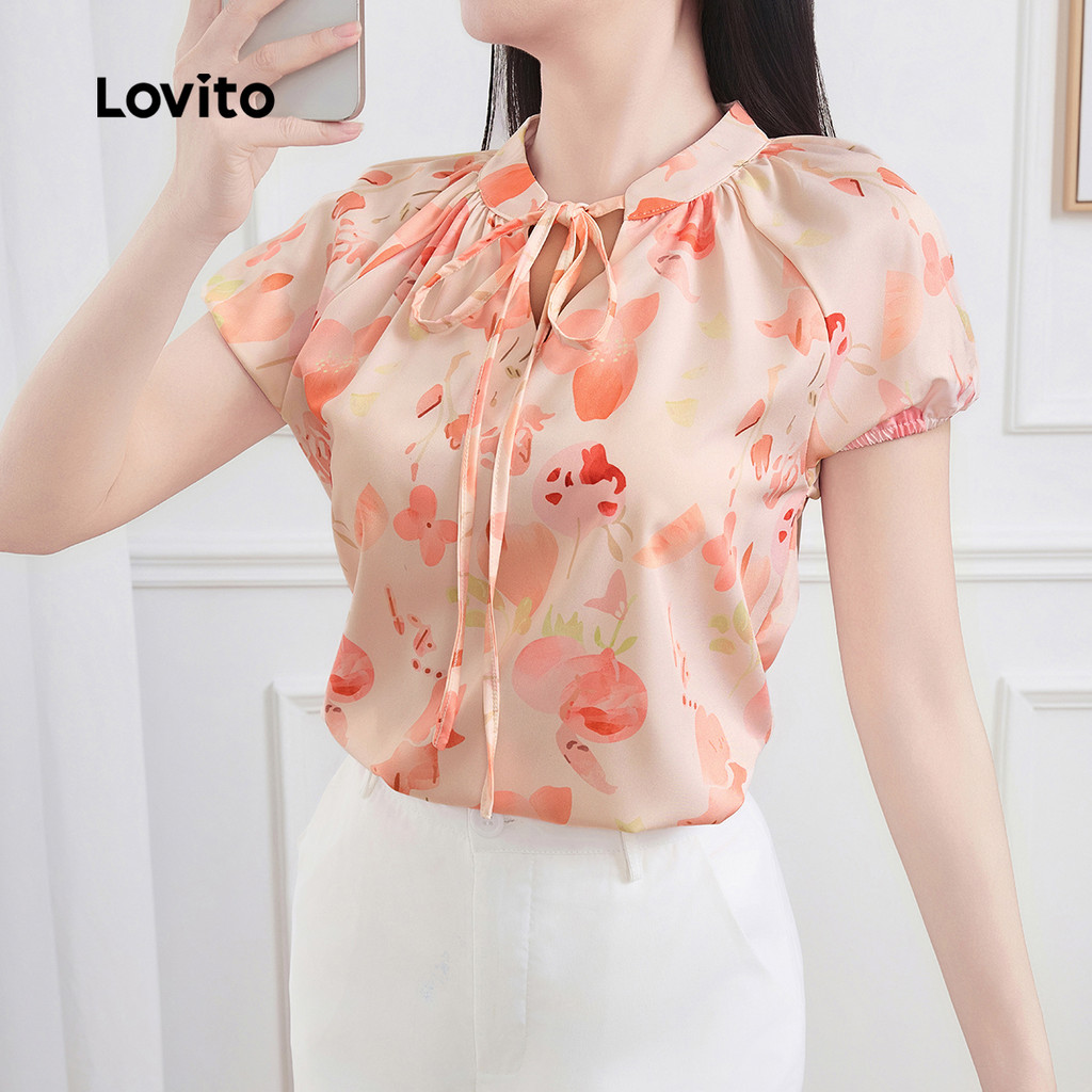 เสื้อเชิ้ตแขนพัฟ พิมพ์ลายลูกไม้ BLB128P1D704