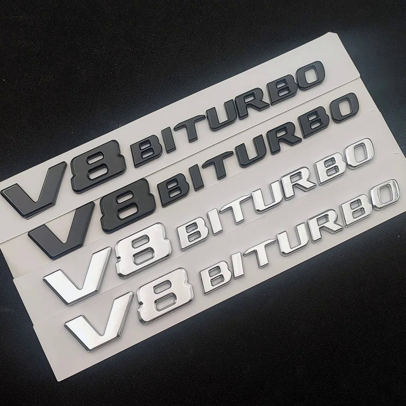 3d Logo V8 BITURBO Emblem Car Fender Stickers For C63 E63 S63 GLC63 GLE63 G63 Accessories