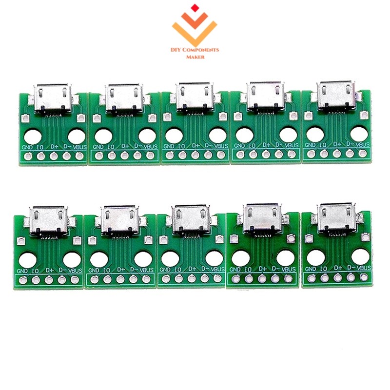 10 ชิ้น Micro USB เป็นอะแดปเตอร์ DIP 5pin หญิงเชื่อมต่อ B ประเภท PCB Converter Board