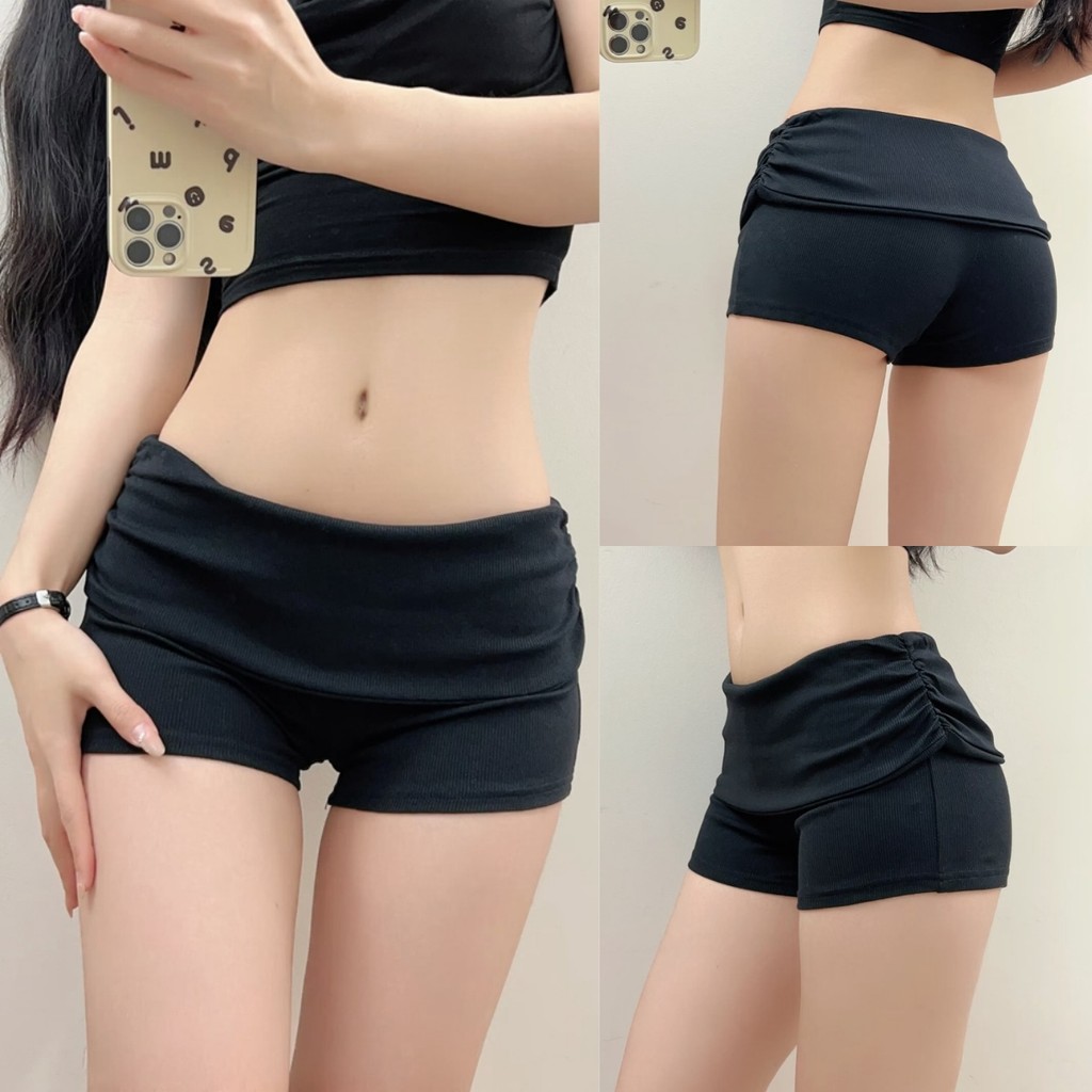 🍊Evelyn🍊กางเกงขาสั้น เอสยืด สีพื้น ยืดพอดีตัว กางเกงขาสั้นสายฝอ แซ่บๆ ผ้าใส่สบาย ใส่สบาย สไตล์ลำลอง#FY2833