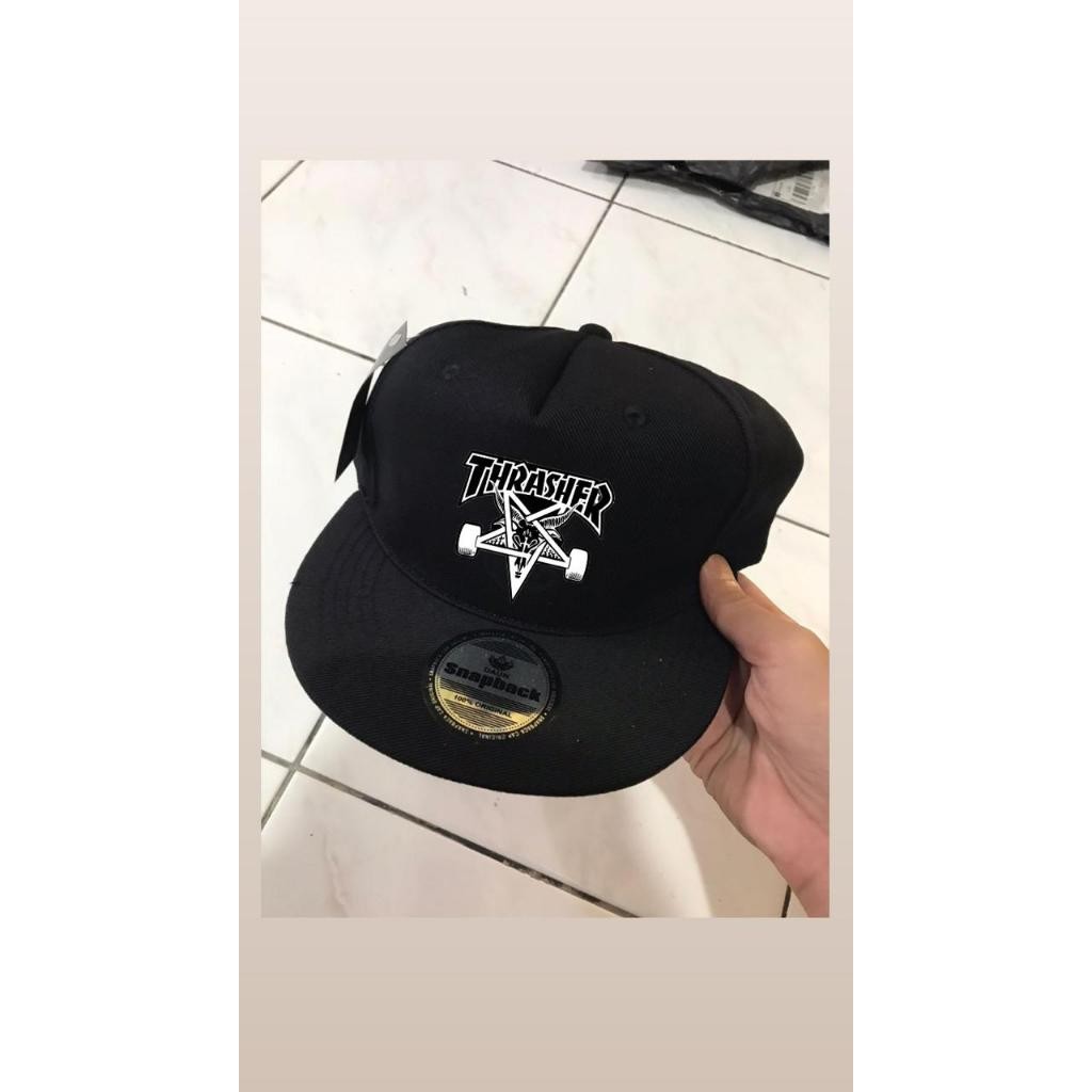 (REAL PICT) FULLBLACK MENS STAR TRASHER SNAPBACK HAT, HIPHOP MENS SURFING DISTRO HAT