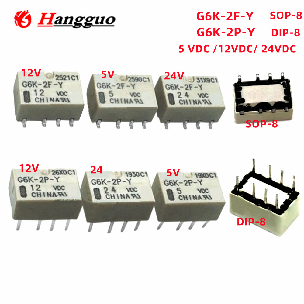 10 ชิ้น/ล็อต Original G6K-2P-Y-5VDC G6K-2P-Y-12VDC G6K-2P-Y-24VDC DIP-8 รีเลย์ G6K2FY G6K-2F-Y 5V 12