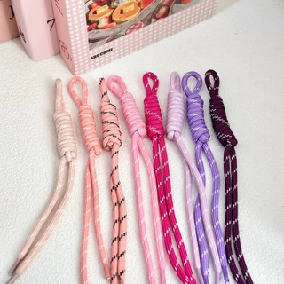 5ชิ้นที่มีสีสันถักเชือกเส้นเล็กป้องกันการโจรกรรมเชือกไนล่อนกระเป๋าเป้สะพายหลังสายรัดกระเป๋าตกแต่ง