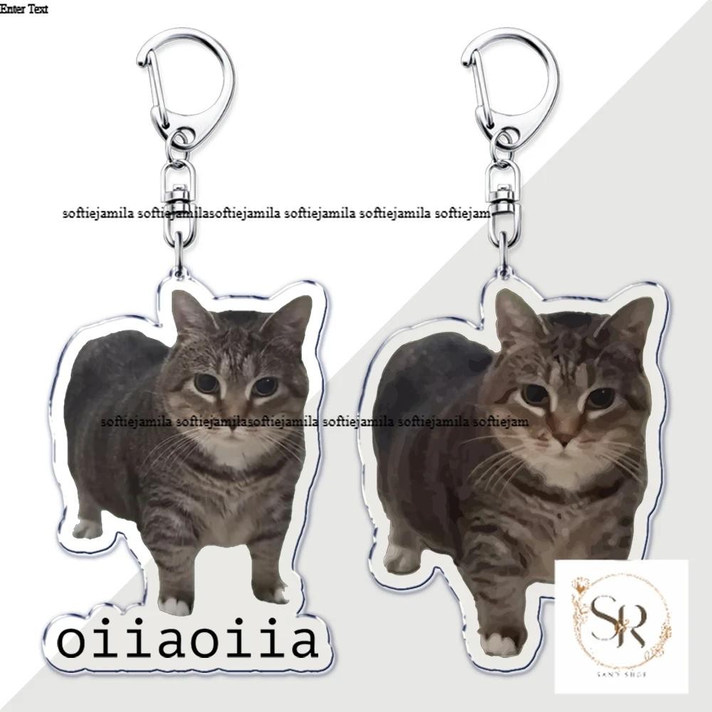 พวงกุญแจหมุนได้รูปสมองตลกสําหรับแมวอุปกรณ์เสริมกระเป๋าพวงกุญแจ oia oia Meme uia Meow เครื่องประดับ
