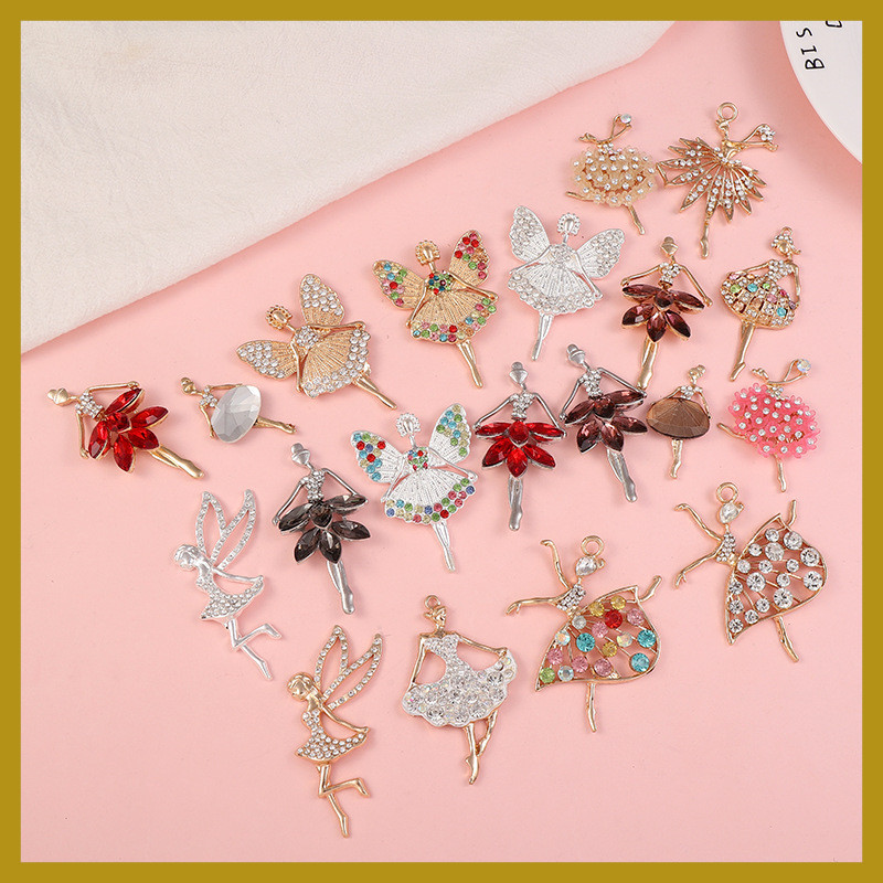 สติกเกอร์เพชรสำหรับเคสโทรศัพท์ พร้อมอุปกรณ์เสริมโลหะผสมและเครื่องประดับสไตล์บัลเล่ต์สำหรับผู้หญิง