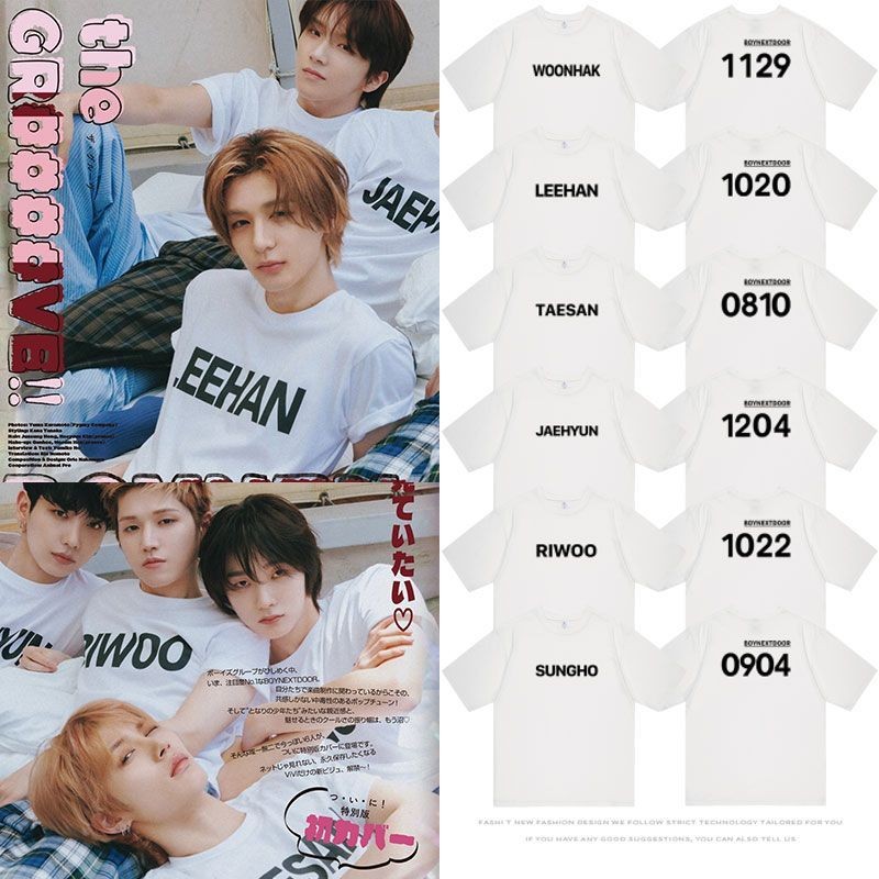 Kpop BOYNEXTDOOR BND รอบคอผ้าฝ้าย T แขนสั้น Casual Top Man/ผู้หญิงเสื้อคู่สั้น