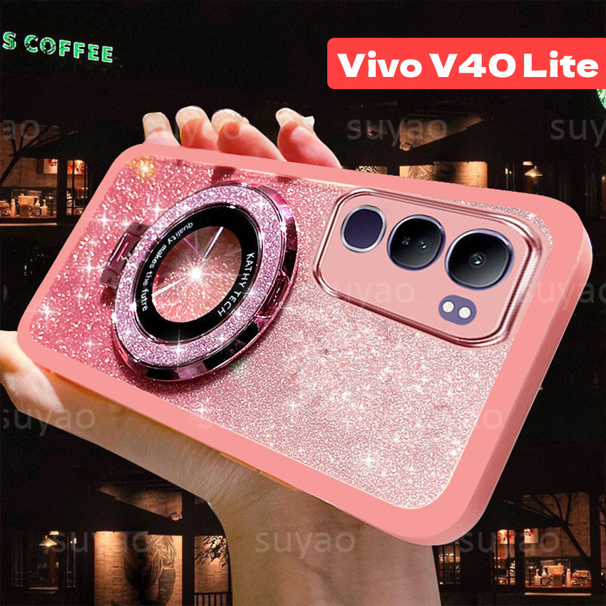 สําหรับVivoV40Lite V70 Y05 V60 V50 Vivo V40 Lite Y19S Y200 เคสโทรศัพท์Blingผู้ถือแหวนปลอกVivoY19S X3