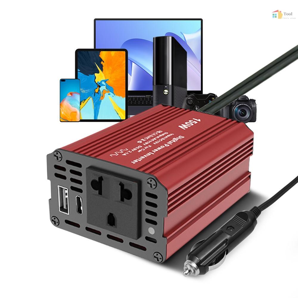 150w Power Inverter 12V to 220V AC Car Plug Adapter for Car Cigarette Lighter, Outlet Converter พร้อ