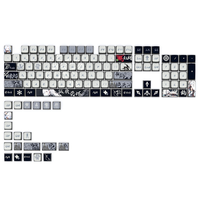 Genshin Impact Shenhe พุดดิ้ง Keycap SAX โปรไฟล์ 125 คีย์ PBT ห้าด้าน Dye Sublimation Raiden Shogun Hutao Mechanical Keycaps ส่วนบุคคล Creative ด้านล่างโปร่งแสง Keycaps