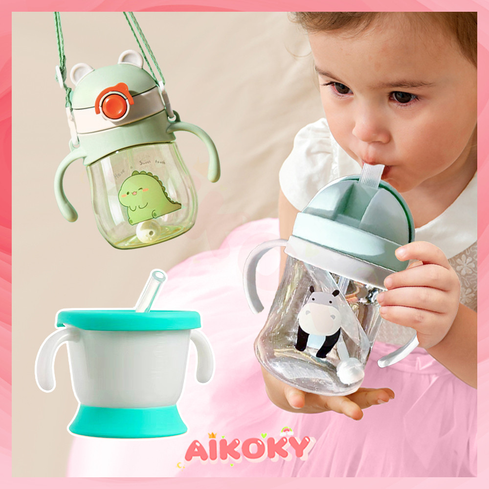 AIKOKY ขวดน้ำเด็ก แก้วน้ําเด็ก แก้วหัดดื่ม ถ้วยหัดดื่ม  แก้วดูดน้ำเด็กอนุบาล BPA Free 250mlขวดน้ำเด็กพกพาไปโรงเรียน ราคา ถูกที่สุด ดีลบีเคเค