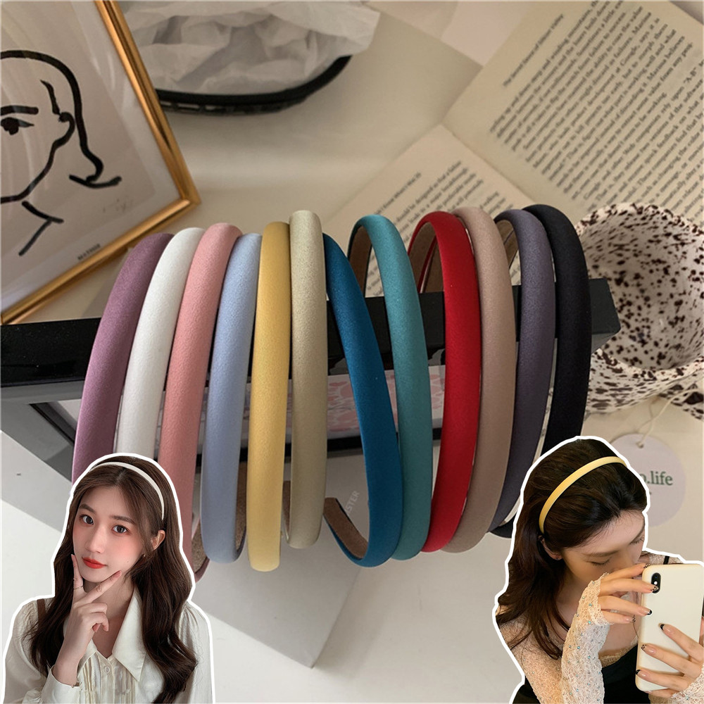 แถบคาดศีรษะผ้าละเอียดสีทึบเกาหลีอเนกประสงค์อารมณ์ที่เรียบง่ายลูกอมสดหวานกลางแจ้งการ์ดเบี่ยงเบน