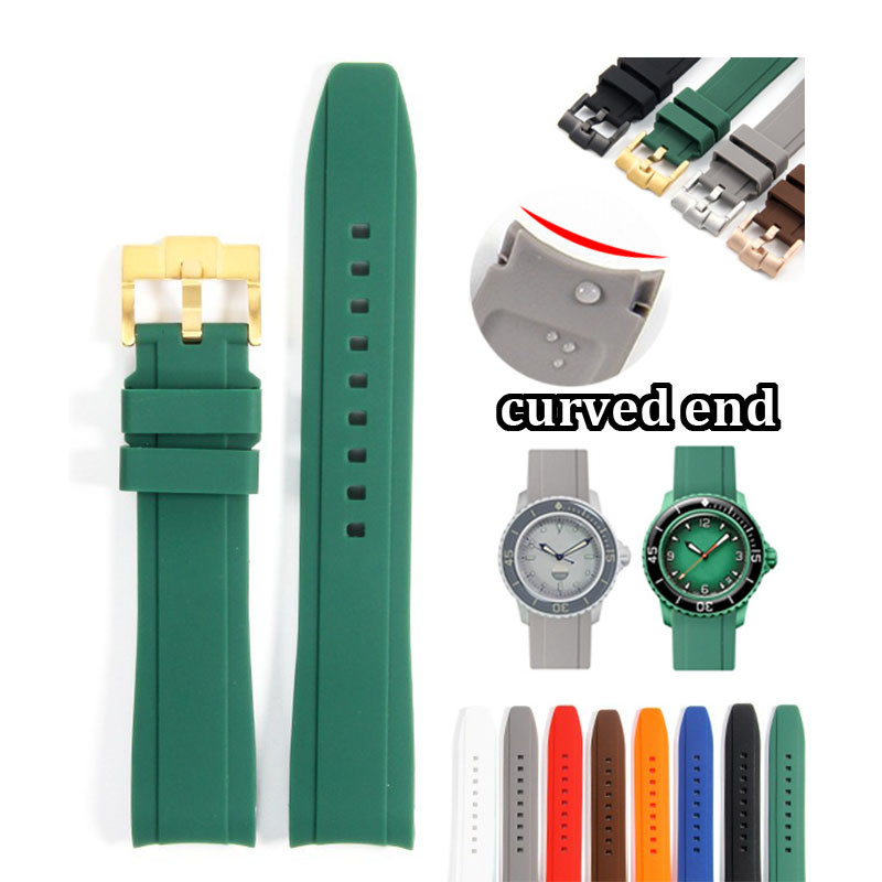 ยางซิลิโคนสายนาฬิกา 20/22 มม. สําหรับ Omega/Swatch/Moonswatch/Blancpain Fifty Fathoms นุ่ม ใส่สบาย