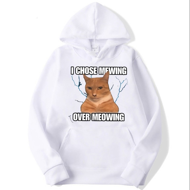 I Chooies Mewing Over Meowing Lookmaxxing Cat Meme Giga Chad Jawline Hoodies เสื้อผ้าเสื้อแจ๊กเก็ตเส