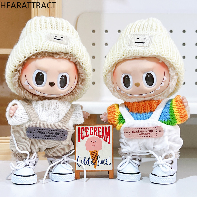 Hearattract สําหรับ 17 ซม.Labu ตุ๊กตาเสื้อผ้าแฟชั่น Hoodies เสื้อผ้าตุ๊กตาสี Match Hoodies ตุ๊กตาอุปกรณ์เสริมน่ารักตกแต่งสําหรับ labu ผ้า