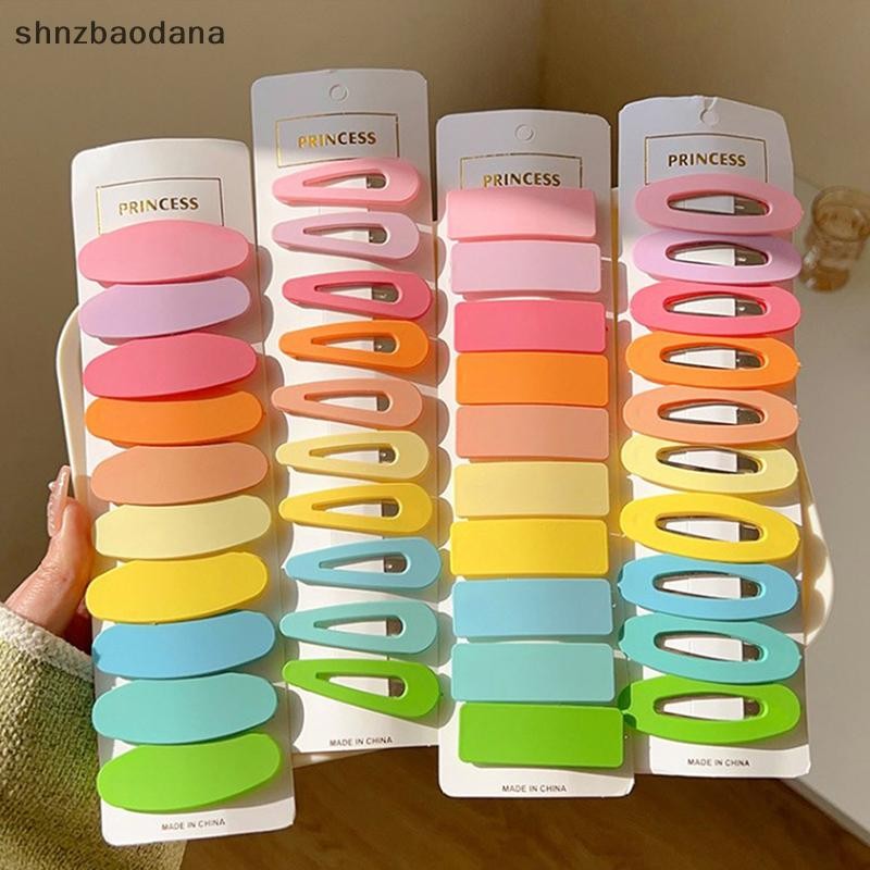 [SHNZAA] 10 ชิ้น Frosted Simplicity Hairpins สําหรับสาวสี่เหลี่ยมผืนผ้ารูปไข่ Drop Square กิ๊บติดผมสําหรับเด็ก Snap กิ๊บติดผม Click Clack FSSG