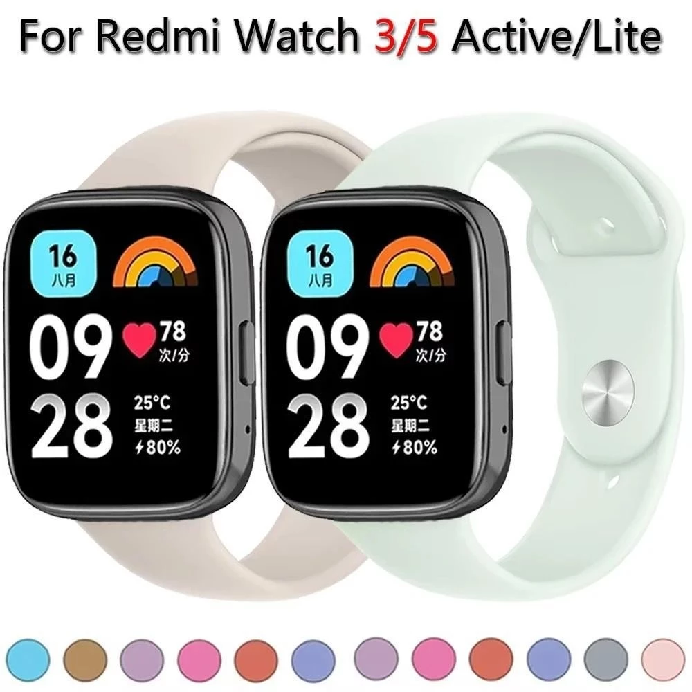 สายซิลิโคนสําหรับ Redmi Watch 3/5 Lite Sport Band สําหรับ Xiaomi Redmi Watch5/3 Active สายรัดข้อมือสร้อยข้อมือ 22 มม.อุปกรณ์เสริม Correa