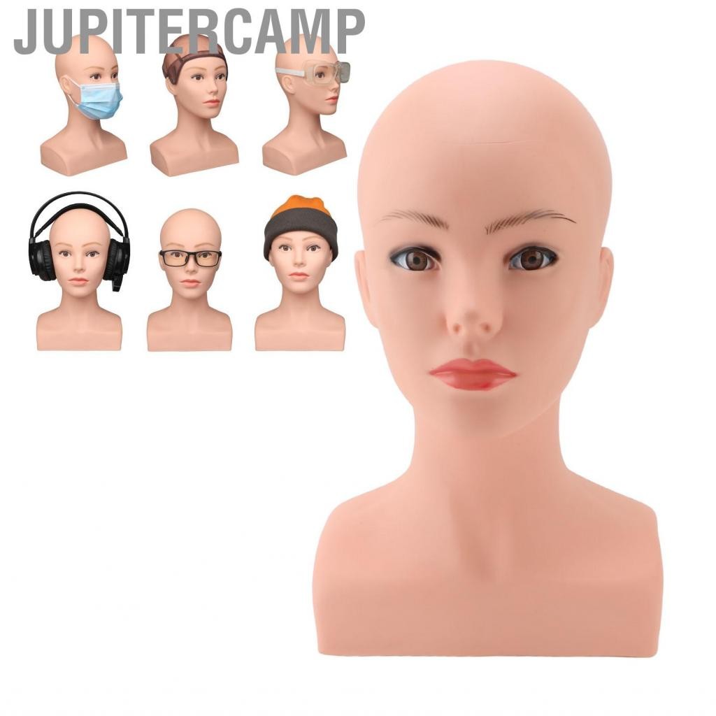 JUPITERCAMP หญิงแต่งหน้าหัว Bald Mannequin ด้านล่างออกแบบ PVC นุ่มและพลาสติกสบายสำหรับวิกผมจอแสดงผล