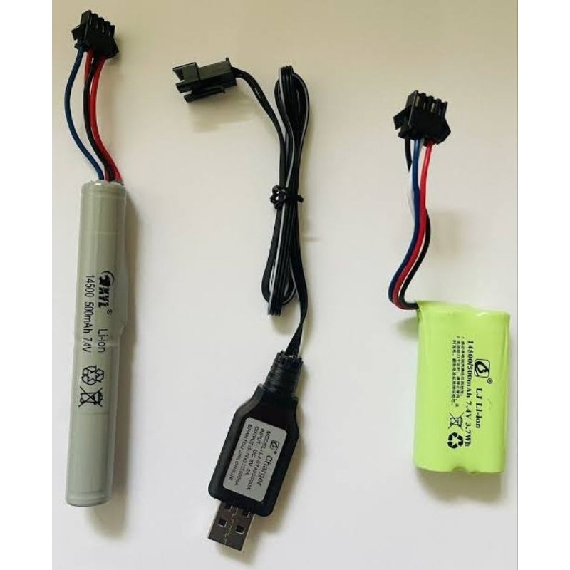 แบต 7.4v สายชาร์จ 7.4v หัว sm 4p ก้อนสั้น ก้อนยาว สำหรับ gel blaster