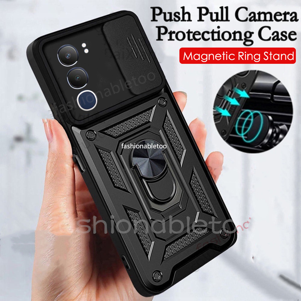 สําหรับvivo V40 Lite pro V40lite V40pro V40E V 40 VivoV40Lite VivoV40pro VivoV40Eกันกระแทกเคสโทรศัพท์เกราะแหวนยึดStent Pushกล้องเลนส์ป้องกันปกหลัง