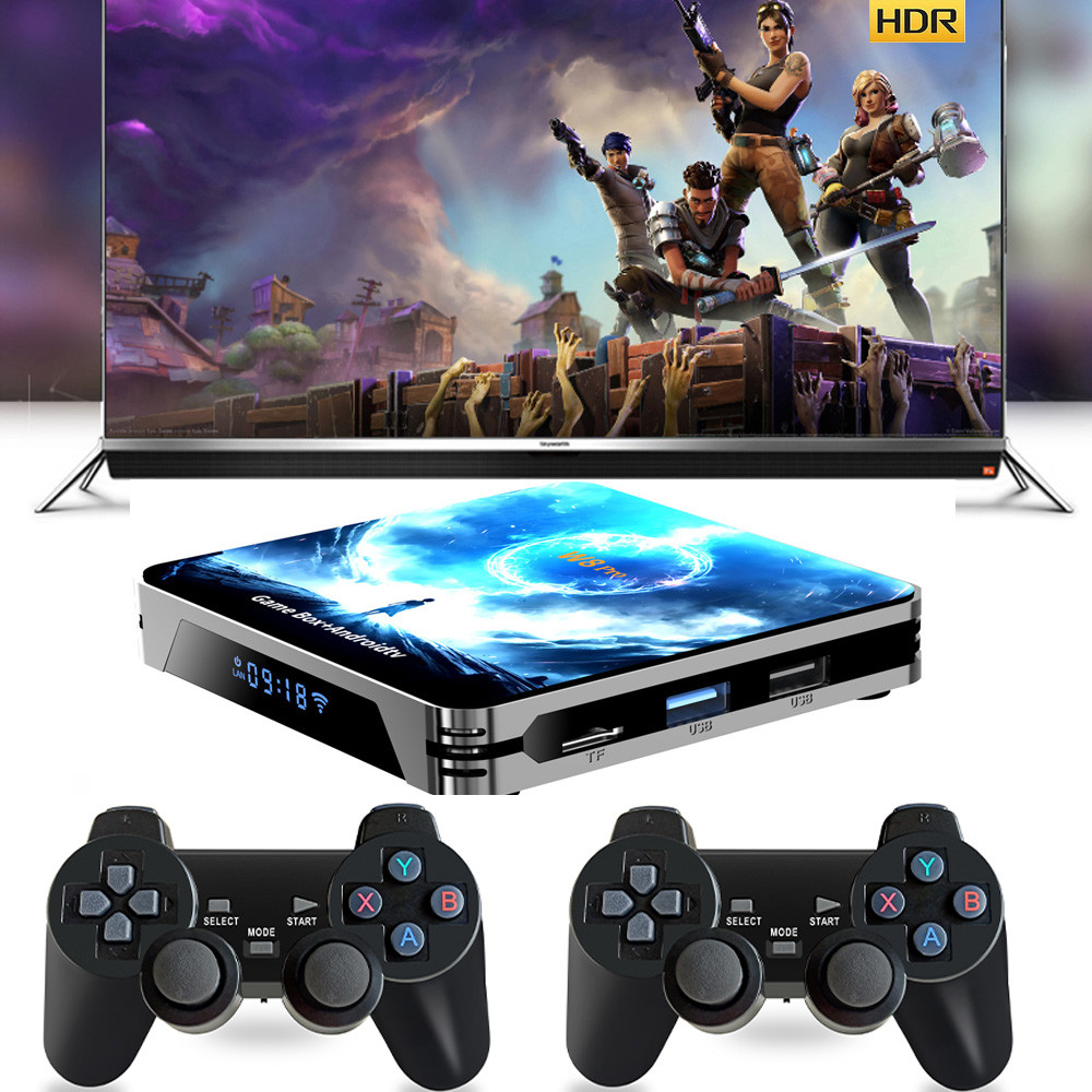 2024 กล่องเกมที่ดีที่สุด W8 PRO คอนโซลเกมทีวีไร้สาย 2.4G Dual wifi Controller game Stick 4K 10000 + 