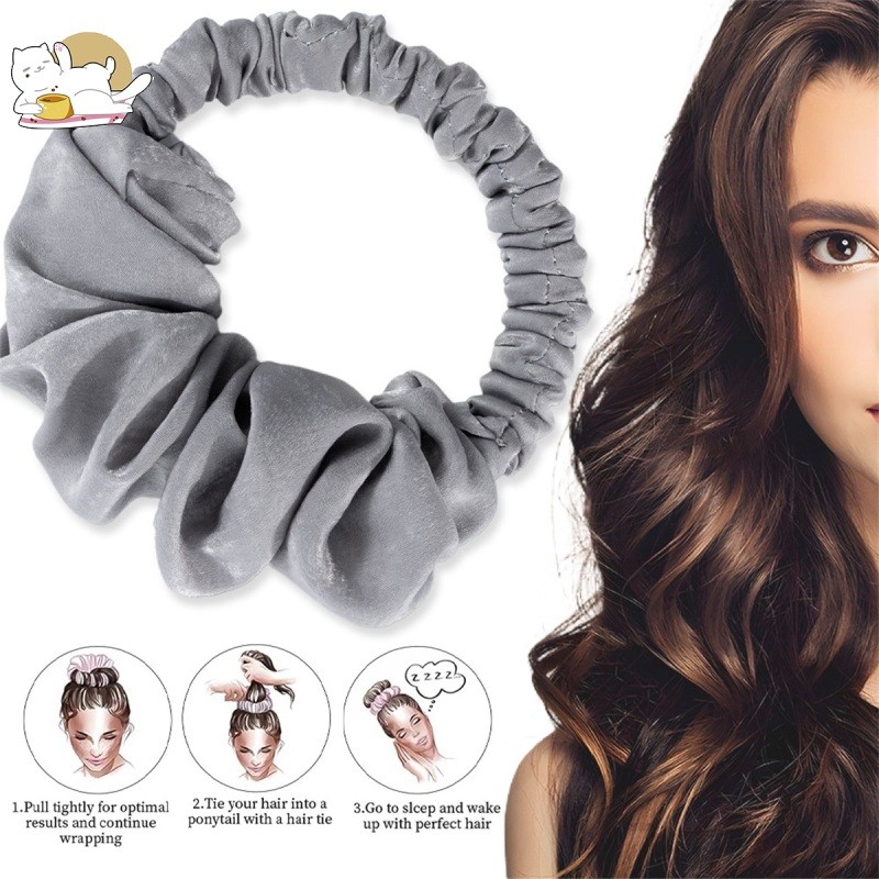 Heatless Curl Silk Hair Scrunchie, Curler, Sleep Scrunchies สําหรับผมยาว HYYUE