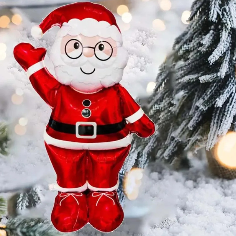 Christmas Series ลูกโป่งฟอยล์ 3D ขนาดใหญ่ Xmas Tree Xmas Party เครื่องประดับบอลลูน Santa Claus ขาตั้งโดย Air ยืนบอลลูน