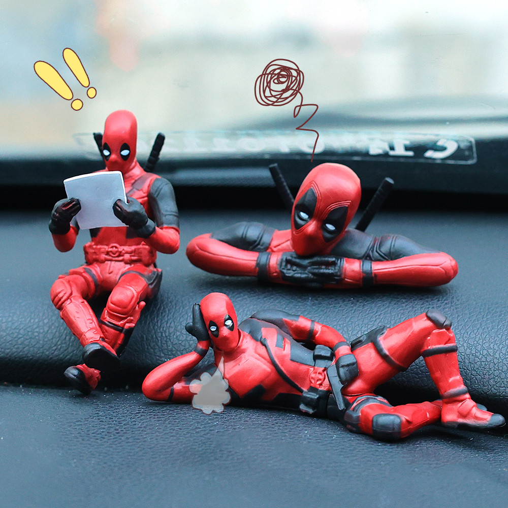 Deadpool อะนิเมะ Action Figure ท่านั่งรุ่น X-men มินิตุ๊กตารถตกแต่ง Marvel Collection ตุ๊กตาของเล่นเด็ก