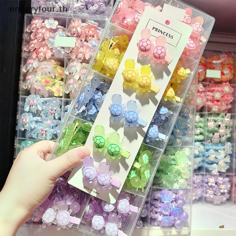 ของขวัญ & ของเล่น การ์ตูนมินิเต่าเรืองแสงเรซิ่นกิ๊บเรืองแสงในที่มืดสีเต่าผู้หญิงอุปกรณ์ผมตกแต่งเรียบเครื่องประดับ.