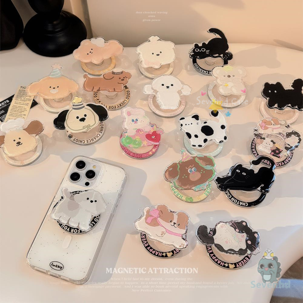 Ins สไตล์แฟชั่นน่ารัก Cratoon ที่วางโทรศัพท์แม่เหล็กสําหรับเคสโทรศัพท์รูปแบบน่ารักลูกสุนัขต่างๆลูกแมว Creative Bracket สําหรับฝาครอบแม่เหล็กป้องกันทั้งหมด