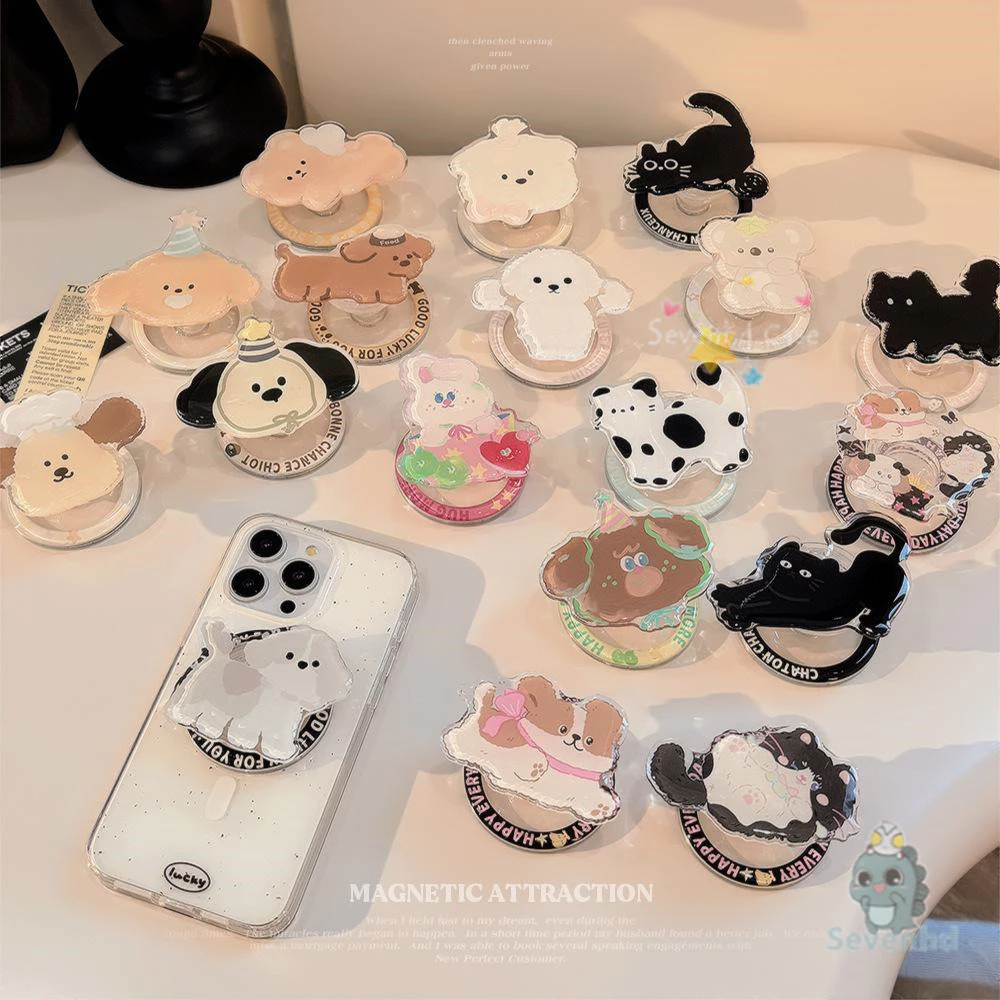 Ins สไตล์แฟชั่นน่ารัก Cratoon ที่วางโทรศัพท์แม่เหล็กสําหรับเคสโทรศัพท์รูปแบบน่ารักลูกสุนัขต่างๆลูกแมว Creative Bracket สําหรับฝาครอบแม่เหล็กป้องกันทั้งหมด