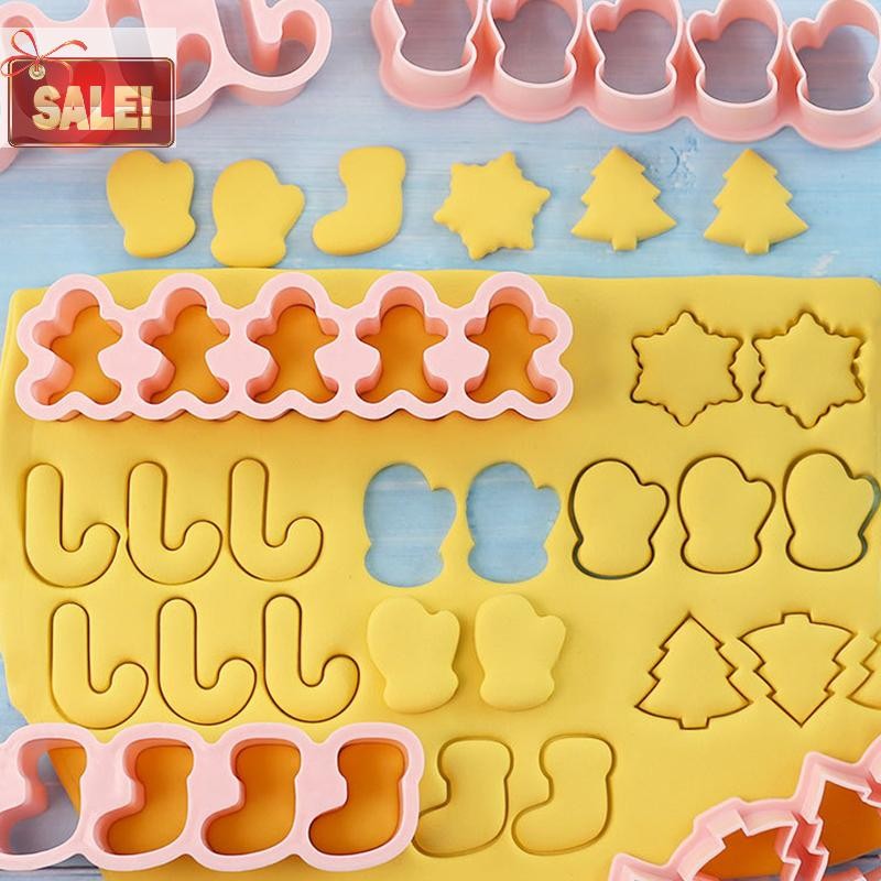 Bl มินิคริสต์มาสเครื่องตัดคุกกี้แสตมป์ Xmas Tree Gingerbread Man รูปแบบบิสกิต Embosser Mould เค้ก Fondant เบเกอรี่ Decorag เครื่องมือ A