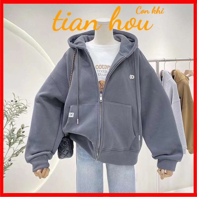 เสื้อโค้ททรงหลวมคลุมด้วยผ้าลำลองเสื้อสเวตเตอร์ถักผู้หญิง Size บุขนด้านในแมทช์ลุคง่ายซิปเรียบง่ายแฟชั่นฤดูใบไม้ร่วงและฤดูหนาวสินค้าใหม่เพิ่มความหนา ll5d