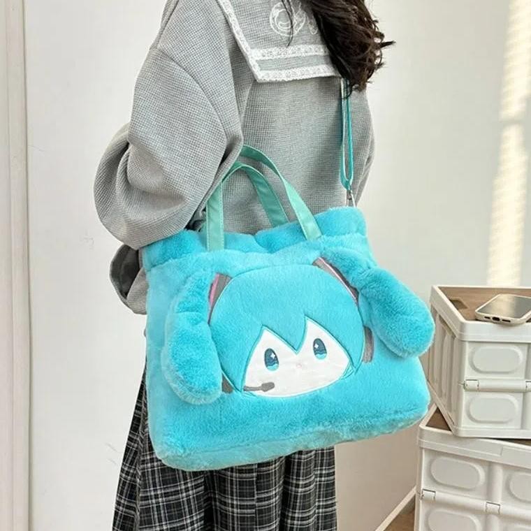 Lfids Plush Miku Ita กระเป๋า, Virtual Goji ความจุขนาดใหญ่ Hatsune Miku กระเป๋า, Creative Kawaii Magnetic Snap น่ารัก Miku แฟน