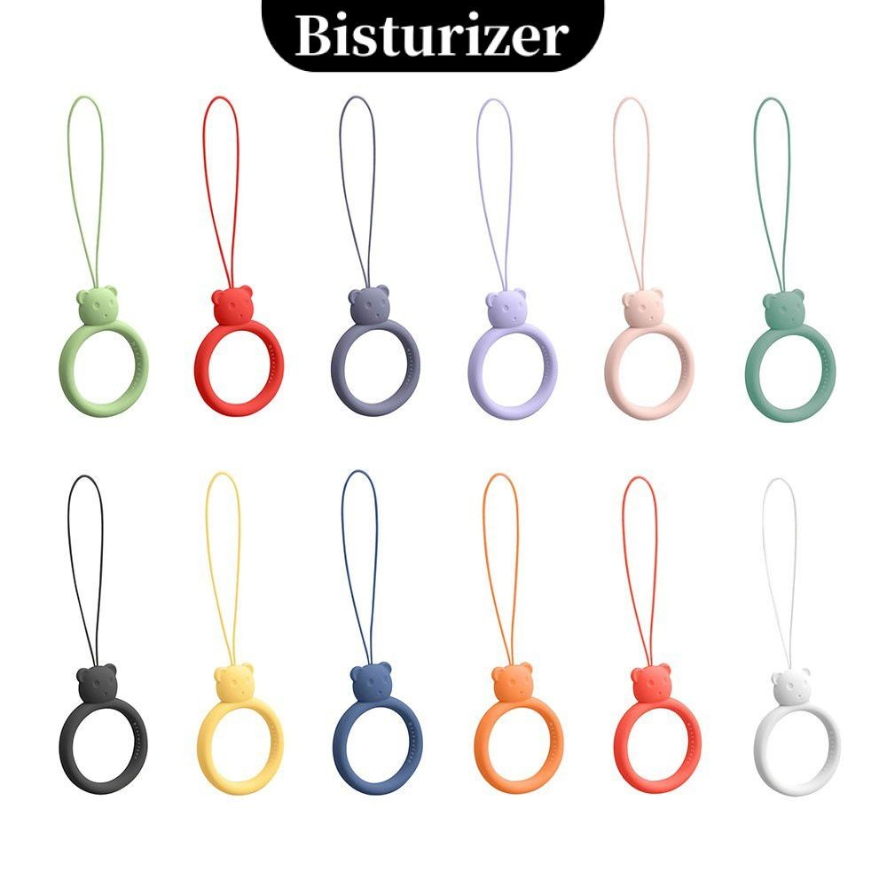 Bisturizer แหวนซิลิโคนเชือกเส้นเล็ก 3 ซม. หลายสีการ์ตูนหมีสั้นสําหรับโทรศัพท์มือถือ ยู ดิสก์หูฟังคีย์