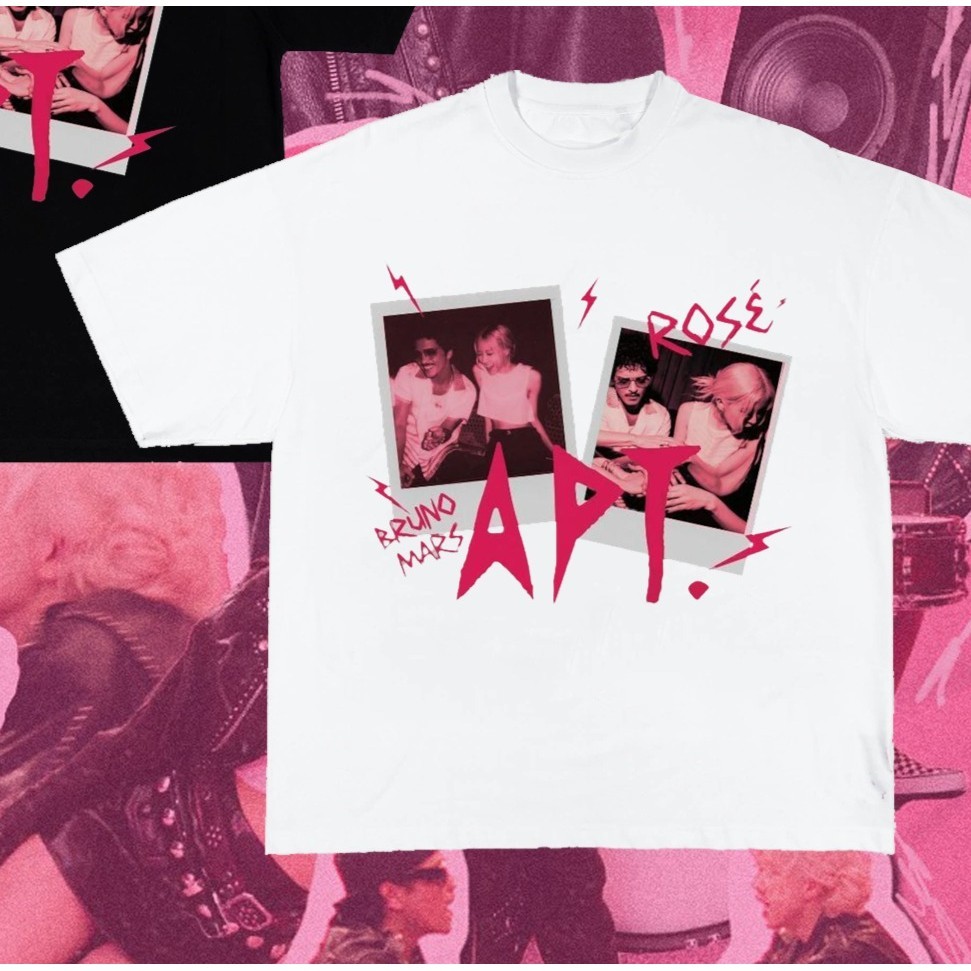 💥APT Apateu,เทรนด์ 2yk Rose & Bruno Instant Photo T-Shirt เสื้อยืด Unisex 💖แรงบันดาลใจจากเพลงใหม่ของ