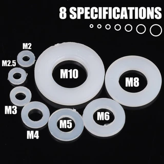 500 ชิ้นไนลอนแบนเครื่องซักผ้า Assortment Kit - M2-M10 Plane Spacer แหวนปะเก็นฉนวน - Universal Fasteners เครื่องมือ - 8 ขนาดซีลปะเก็นแหวนชุด - อุปกรณ์ซ่อมบ้าน