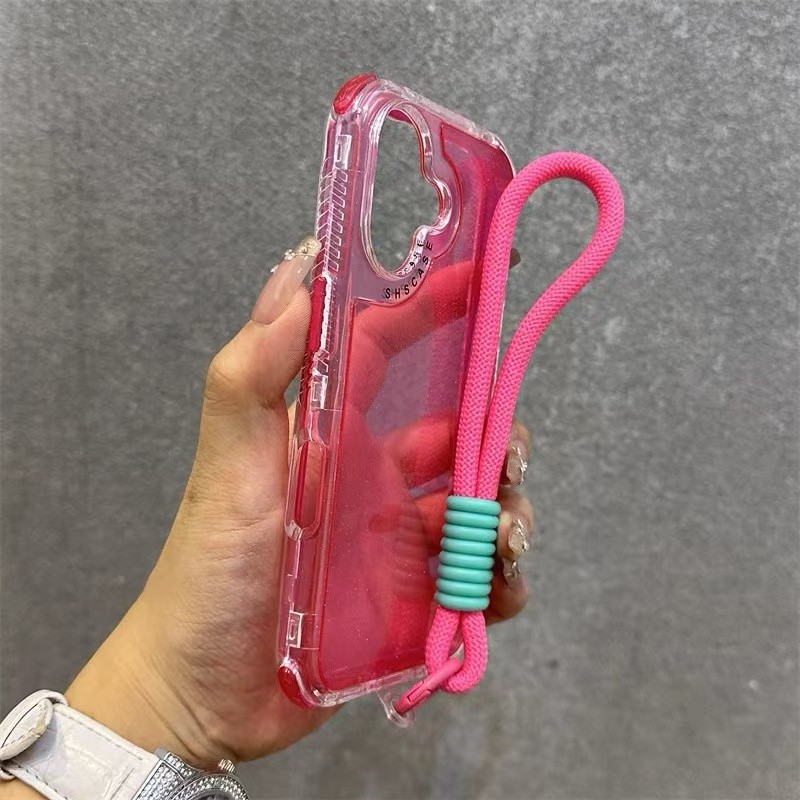 หรูหรา 3-in-1 กันกระแทกสี Glitter พร้อมสร้อยข้อมือเคสโทรศัพท์สําหรับ IPhone 16 Pro MAX 15 14 13 12 11 16 Plus XR XS MAX ปลอกป้องกันกล้อง Hard ฝาหลัง IPhone