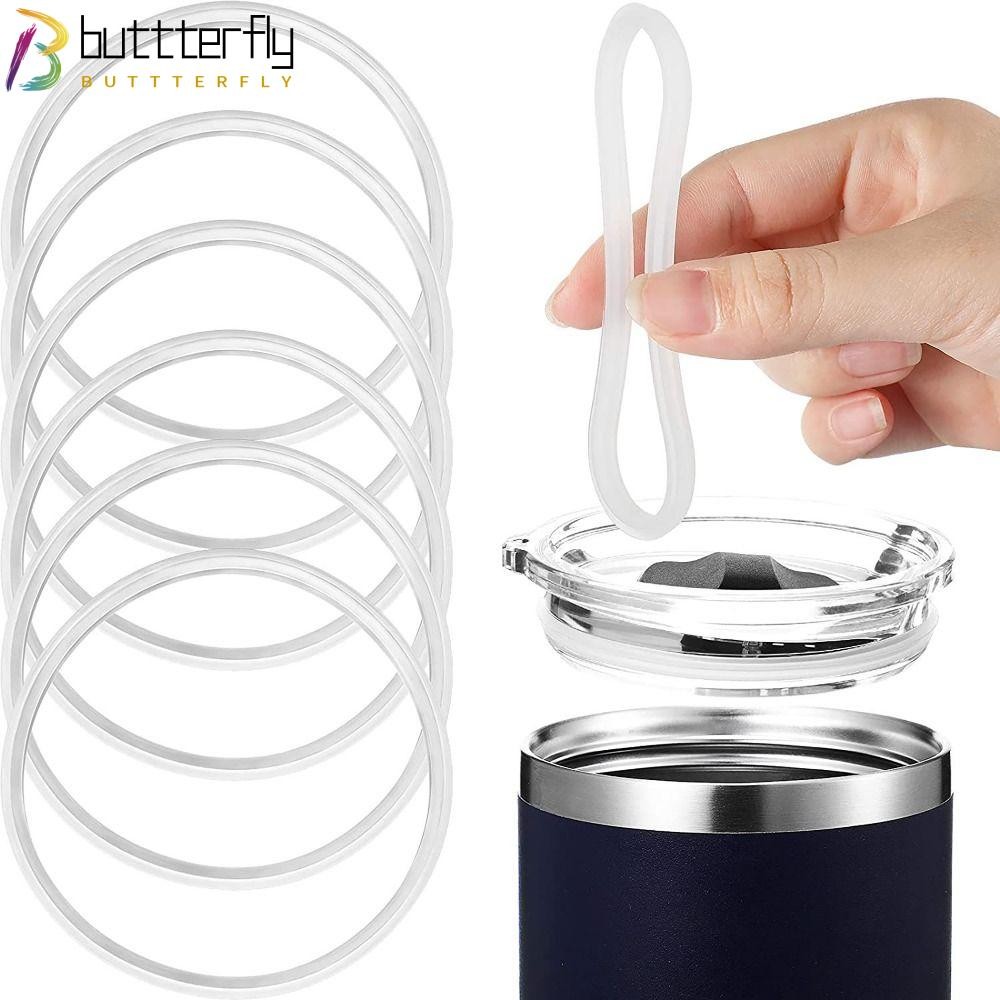 Buttterfly 1/4 ชิ้นปะเก็นฝาปิดแก้วน้ํา, กันน้ํา Great Sealing Effect ขวดน้ําซีลแหวน, Universal 16oz & 20oz แก้วเดินทางซิลิโคนถ้วยฝาปิดเครื่องมือ