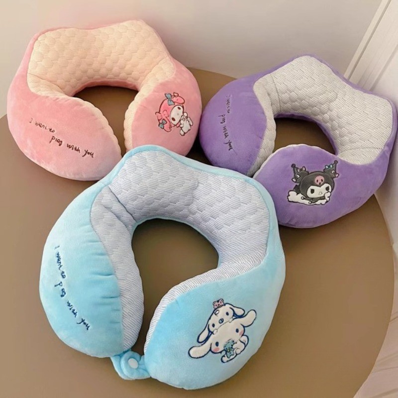 อะนิเมะ Sanrio U-รูปหมอนตุ๊กตาการ์ตูน Kuromi Cinnamoroll หมอนรองคอ My Melody หมอนเดินทางของเล่นเด็กผู้หญิง