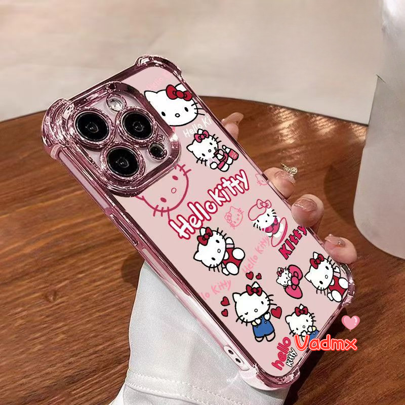การ์ตูนน่ารัก HelloKitty เคสโทรศัพท์สําหรับ Vivo IQOO Z9 Turbo Z9X Neo 9 8 Pro Z7i Y51 2020 Y33S Y75 5G ปกอ่อนชุบกันกระแทกปลอกใส